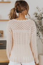 Pink Casual Solid Drop Shoulder Knit Sweater