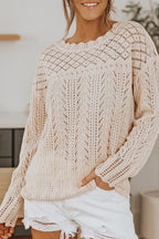 Pink Casual Solid Drop Shoulder Knit Sweater