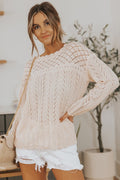 Pink Casual Solid Drop Shoulder Knit Sweater