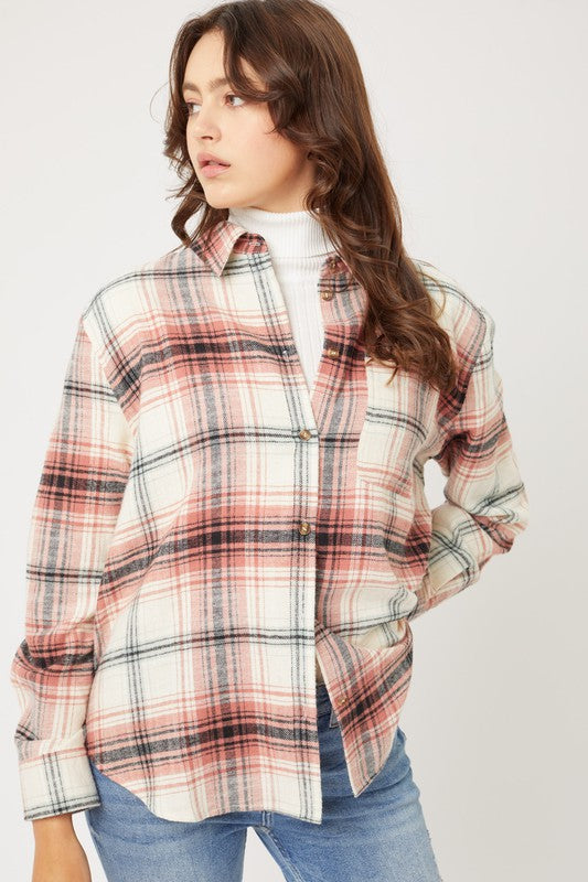 Mika Plaid Long Sleeve Button Down Flannel