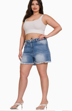 ZENANA MID RISE RAW FRAYED HEM DENIM SHORTS