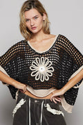 Pol Round neck sleeveless floral thin sweater top