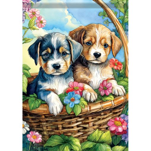 Puppies in Basket Flag