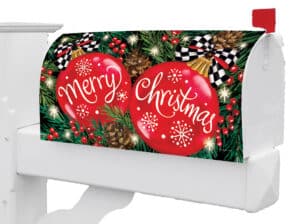 Red Ornaments Mailbox Cover