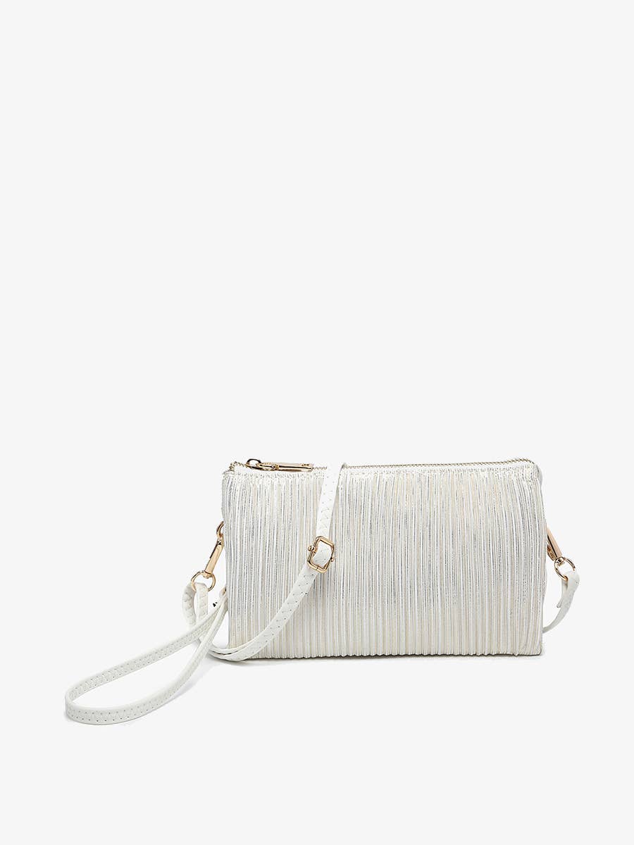 Jen & Co. - M013SHST Riley Shimmer Stripe 3 Compartment Crossbody/Wristlet