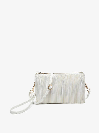 Jen & Co. - M013SHST Riley Shimmer Stripe 3 Compartment Crossbody/Wristlet