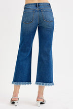 Risen Mid Rise Crop Wide Button Down Jeans