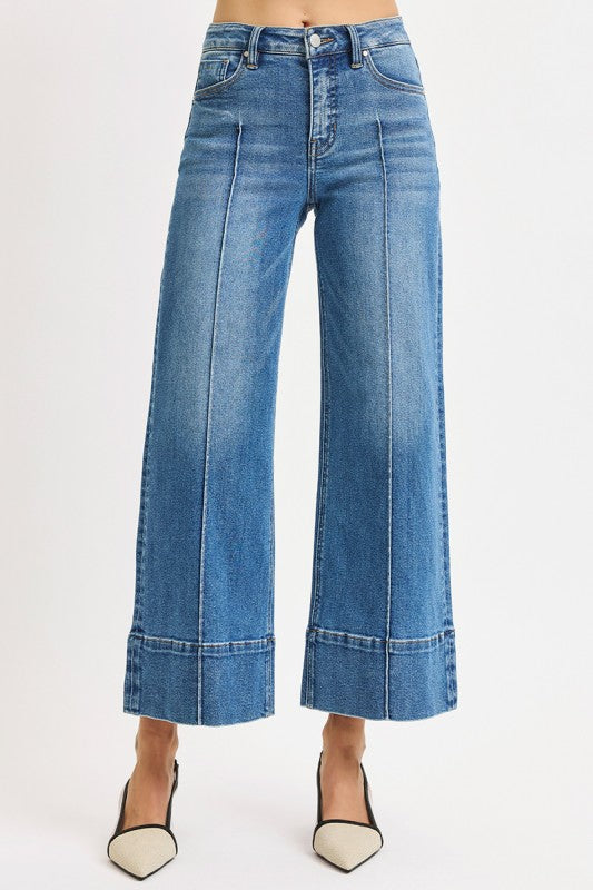 Risen Tummy Control Mid Rise Crop Wide Pintuck Front