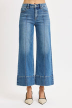 Risen Tummy Control Mid Rise Crop Wide Pintuck Front
