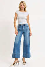 Risen Tummy Control Mid Rise Crop Wide Pintuck Front