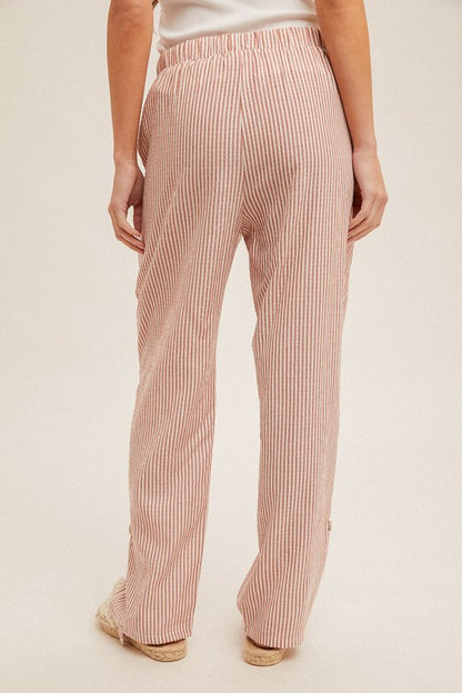 Robin Rolled Hem Stripe Elastic Waist Pants