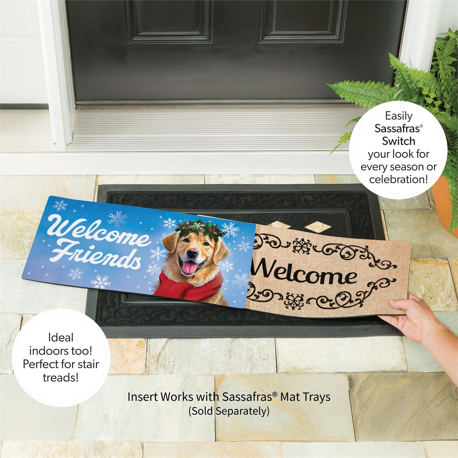Happy Winter Golden Retriever Sassafras Switch Mat