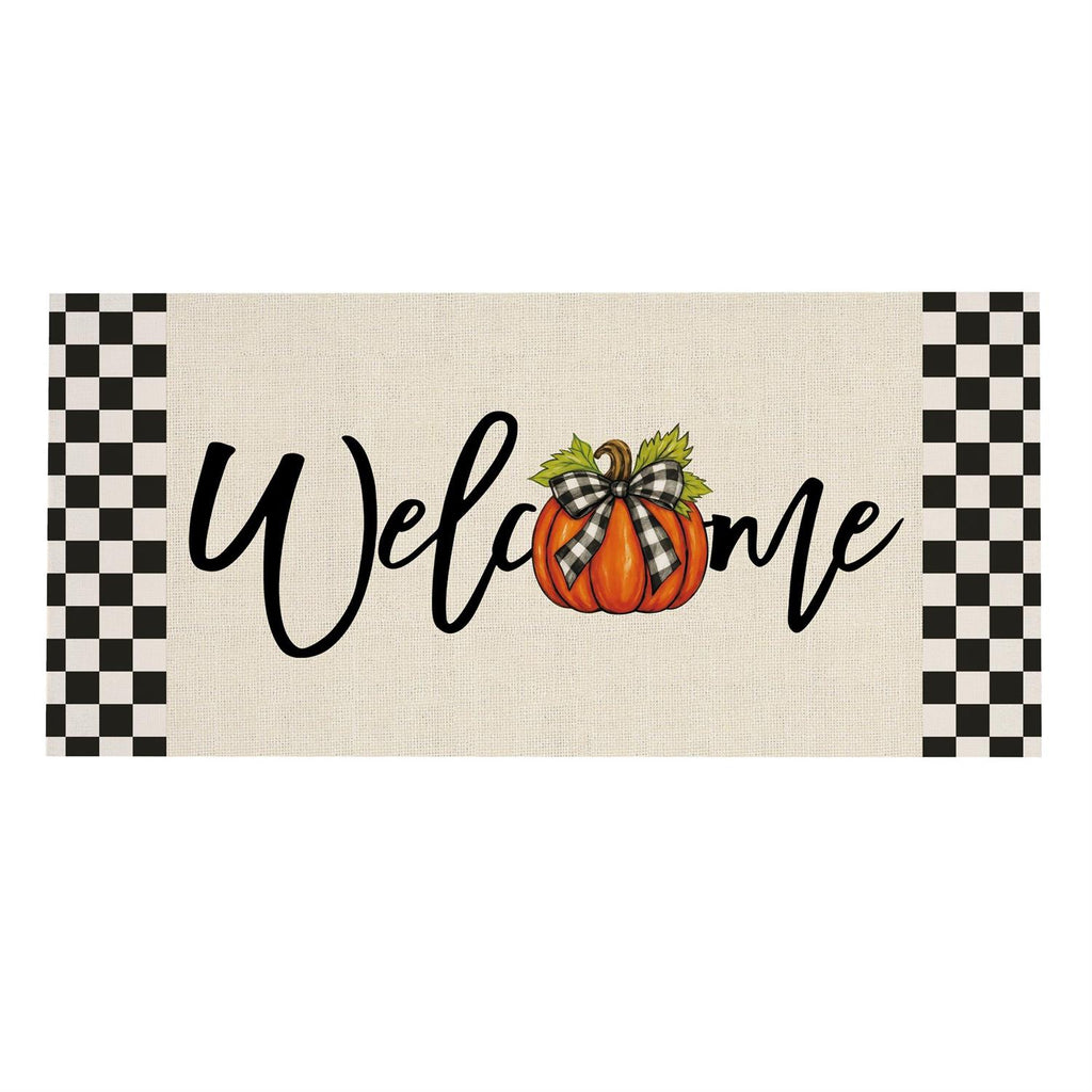 Checkered Bow Pumpkin Sassafras Switch Mat