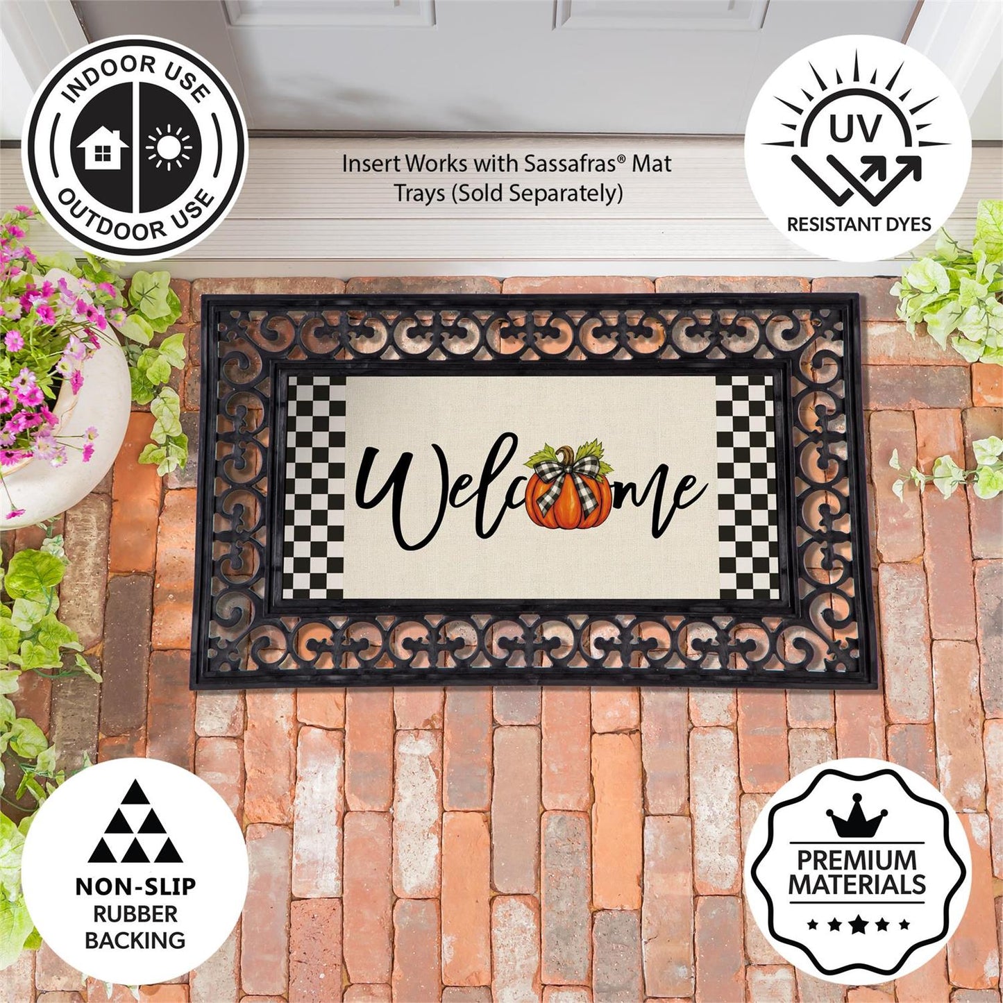 Checkered Bow Pumpkin Sassafras Switch Mat