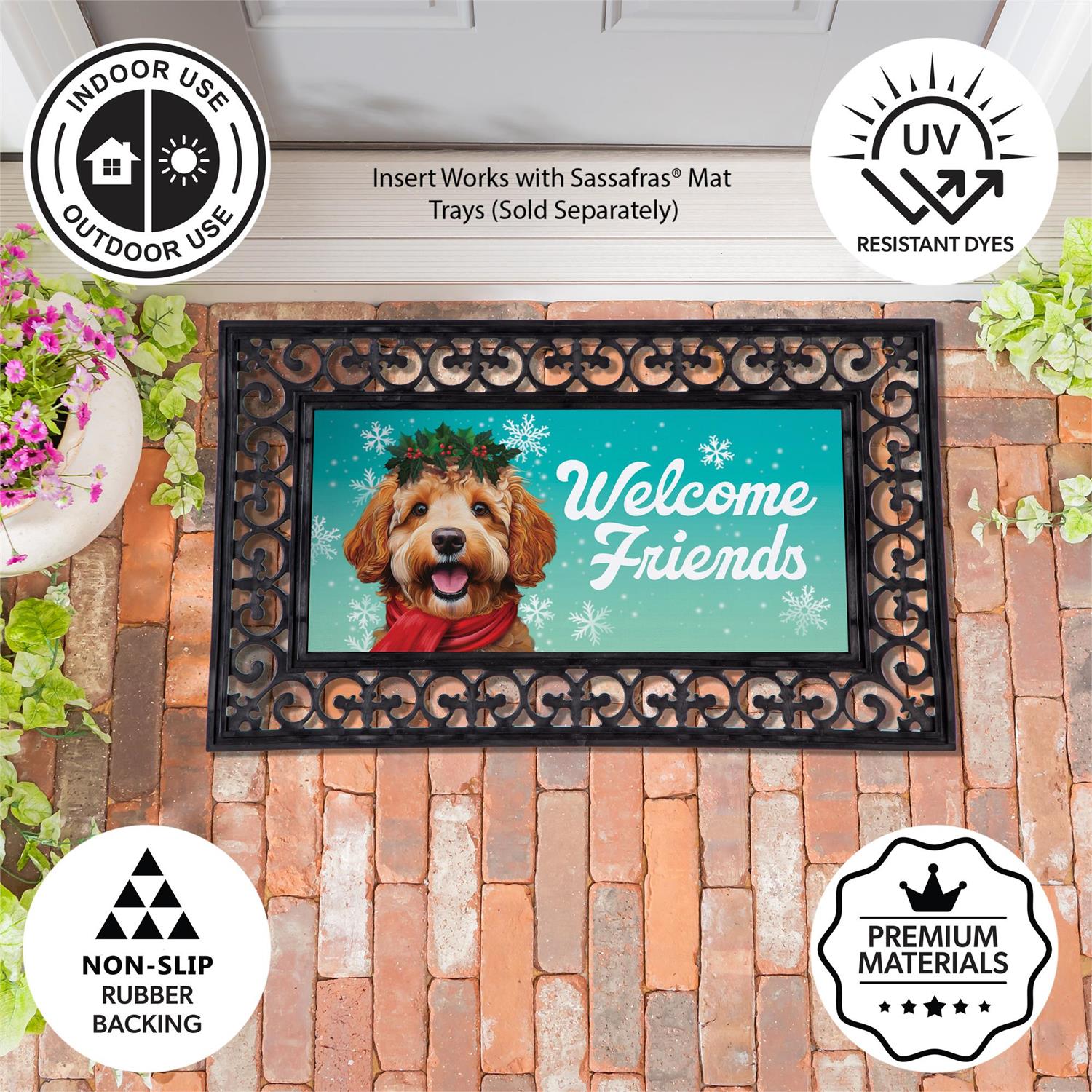 Happy Winter Goldendoodle Sassafras Switch Mat