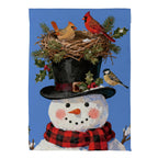 Snowman Bird Nest Suede Flag