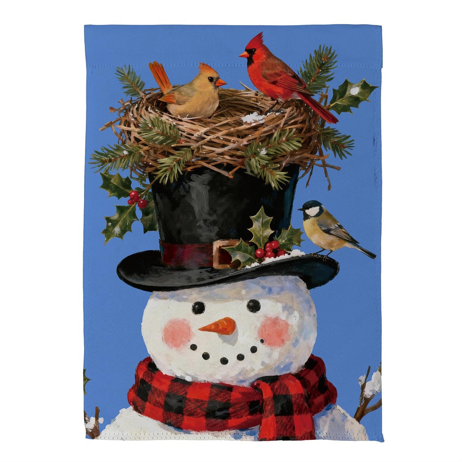 Snowman Bird Nest Suede Flag