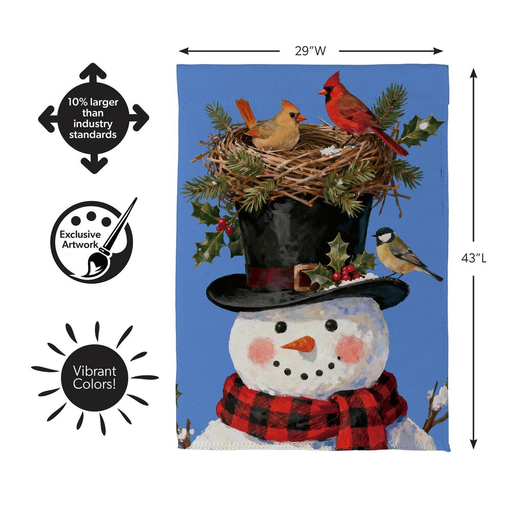 Snowman Bird Nest Suede Flag