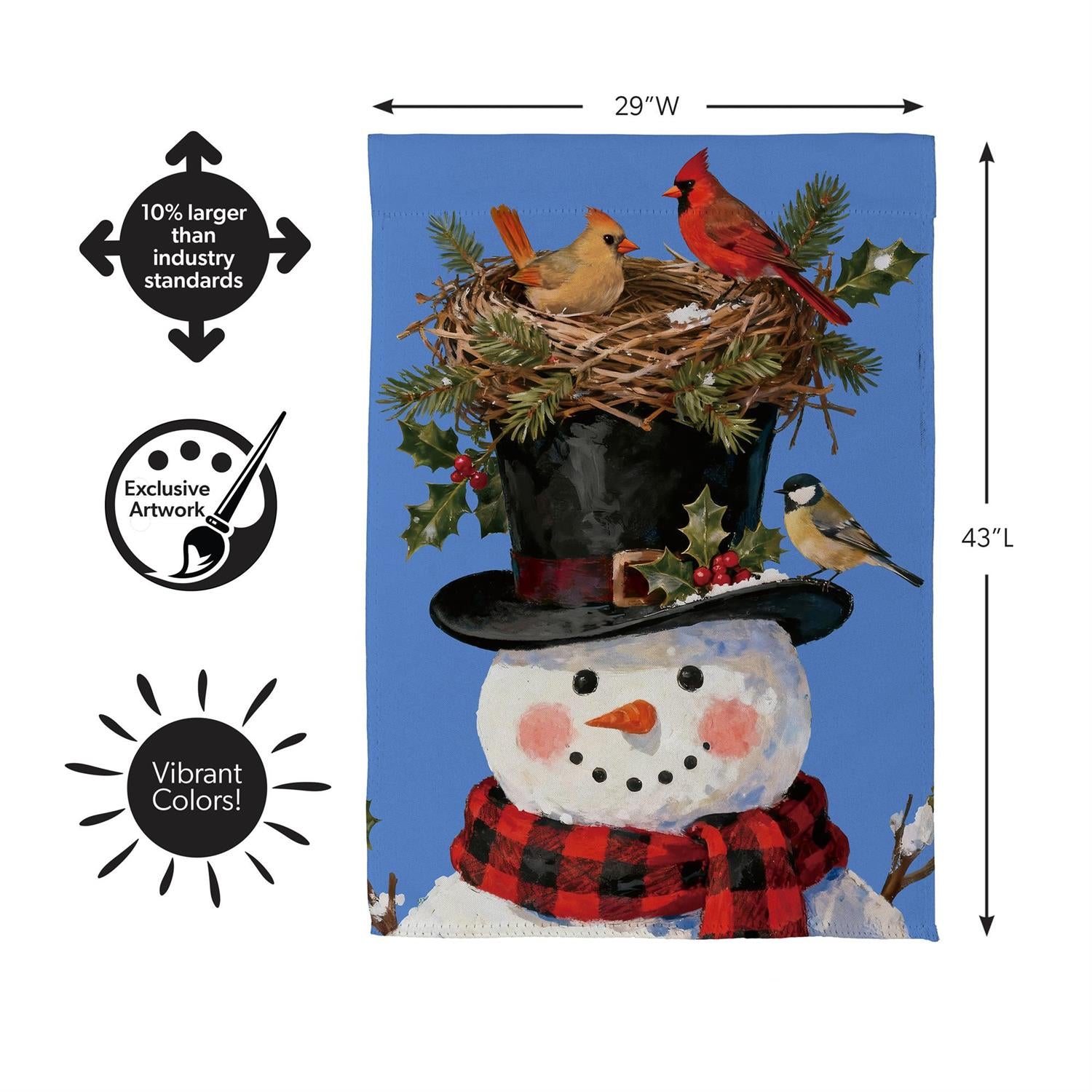 Snowman Bird Nest Suede Flag