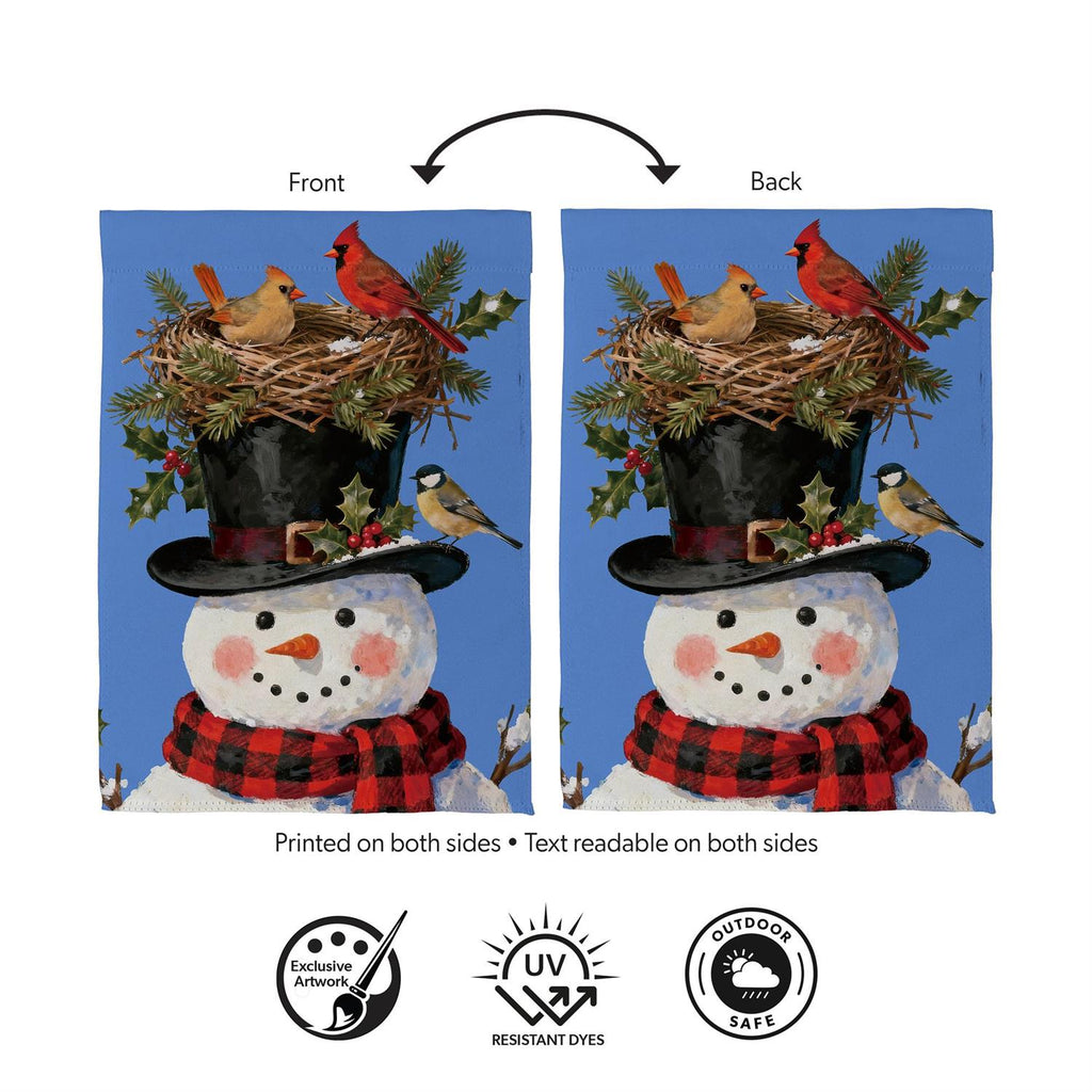 Snowman Bird Nest Suede Flag