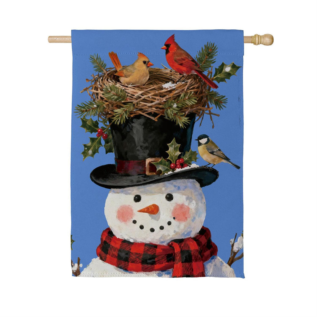 Snowman Bird Nest Suede Flag