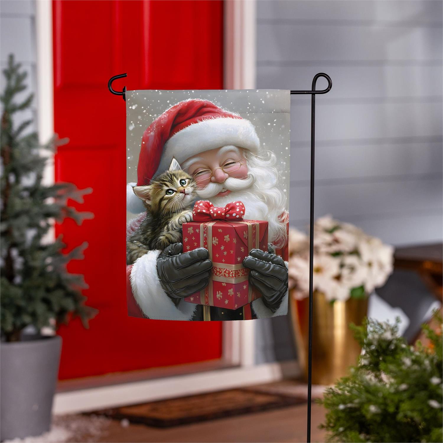 Purrfect Christmas Gift Suede Flag