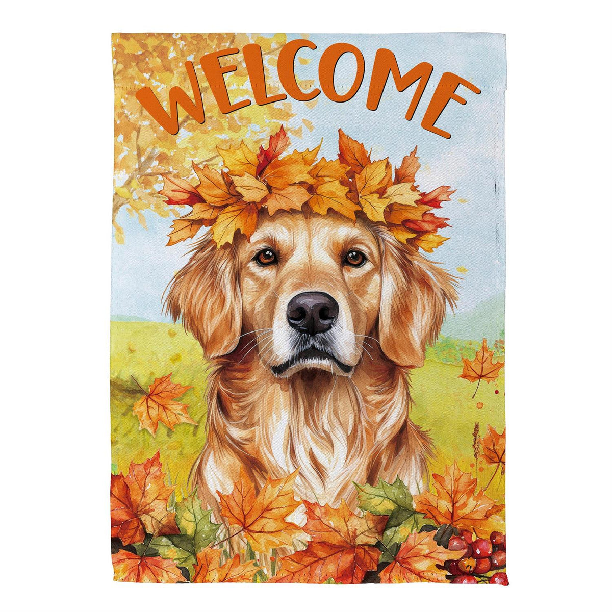 Pet Central Leaf Golden Retriever Suede Flag
