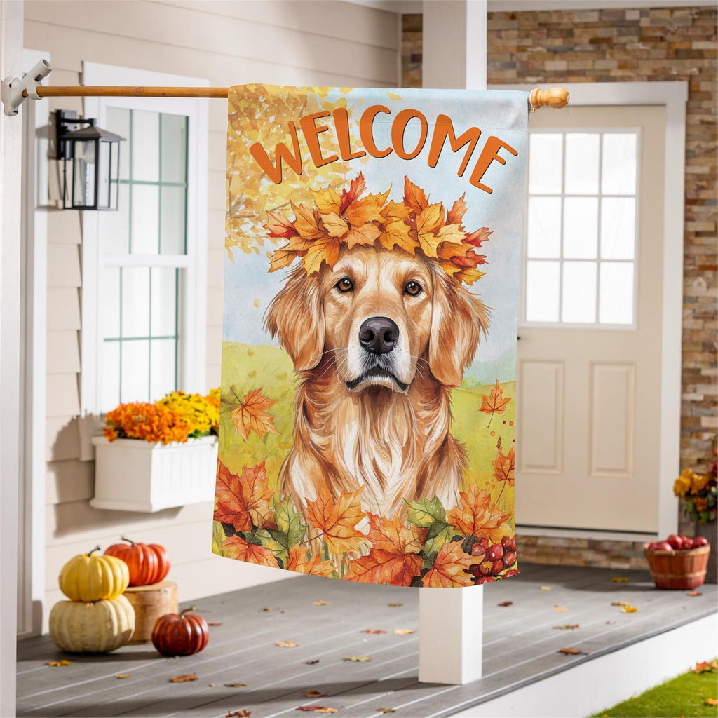 Pet Central Leaf Golden Retriever Suede Flag