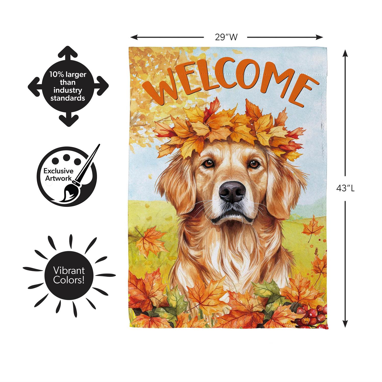 Pet Central Leaf Golden Retriever Suede Flag