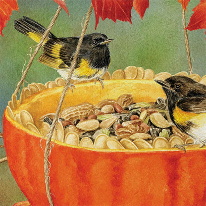 Pumpkin Bird Feeder Suede Flag