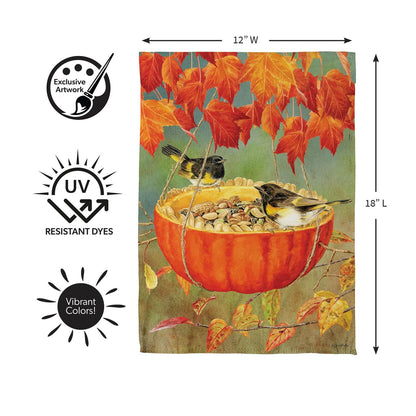 Pumpkin Bird Feeder Suede Flag