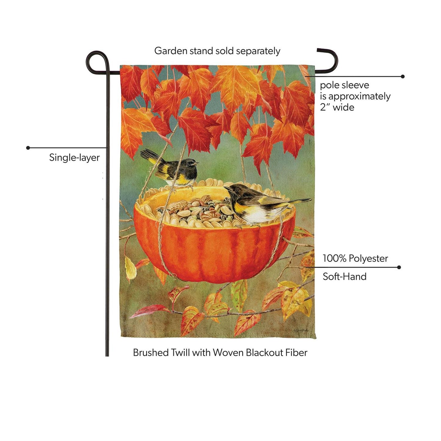 Pumpkin Bird Feeder Suede Flag