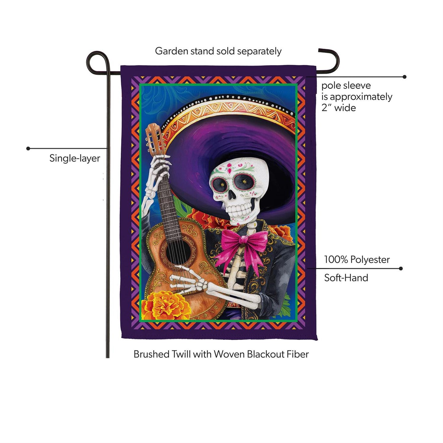 Day Of The Dead Suede Front Back Flag