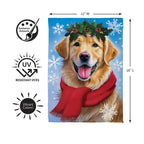 Happy Winter Golden Retriever Suede Flag