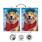 Happy Winter Golden Retriever Suede Flag
