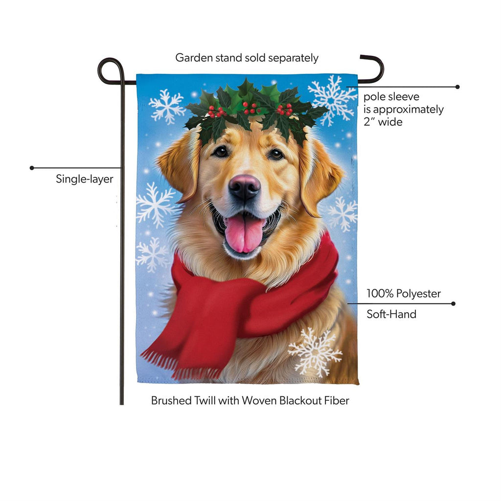Happy Winter Golden Retriever Suede Flag
