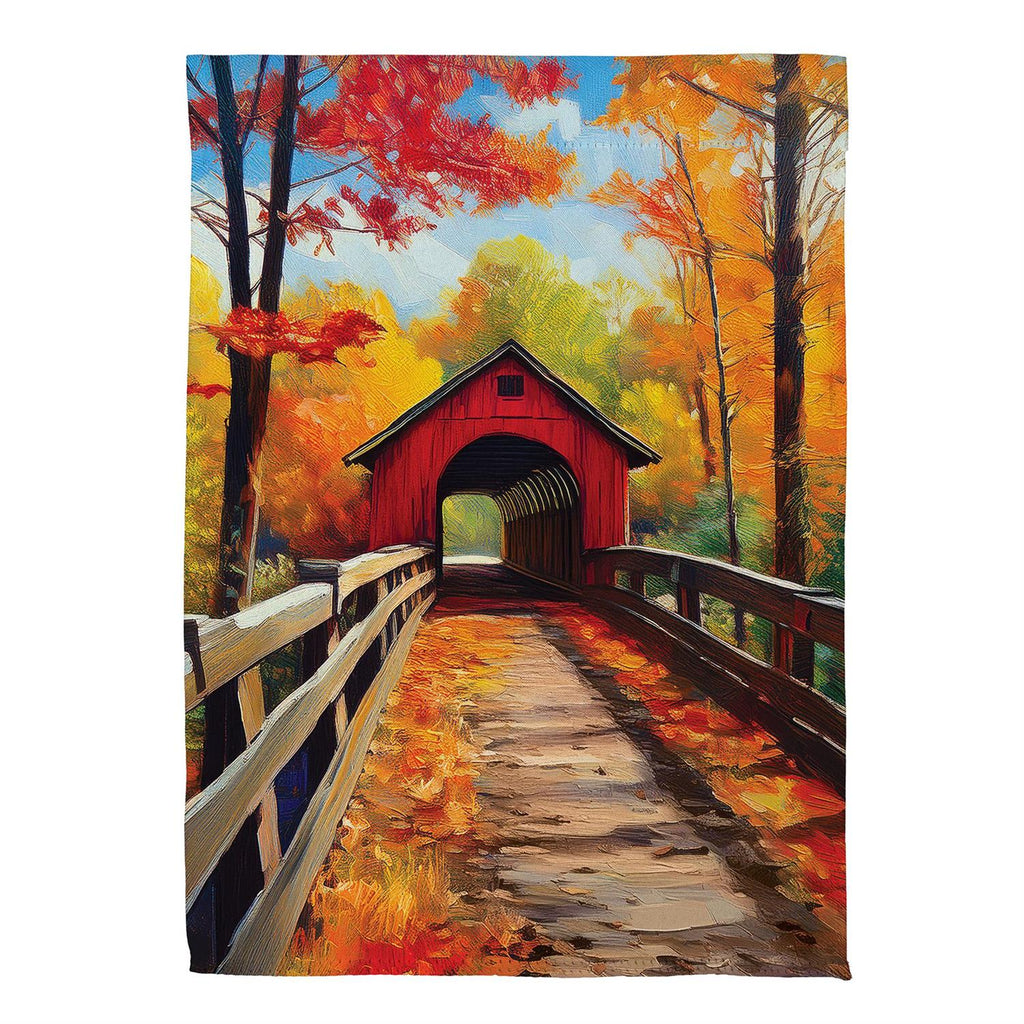 Lovely Covered Bridge Suede Flag