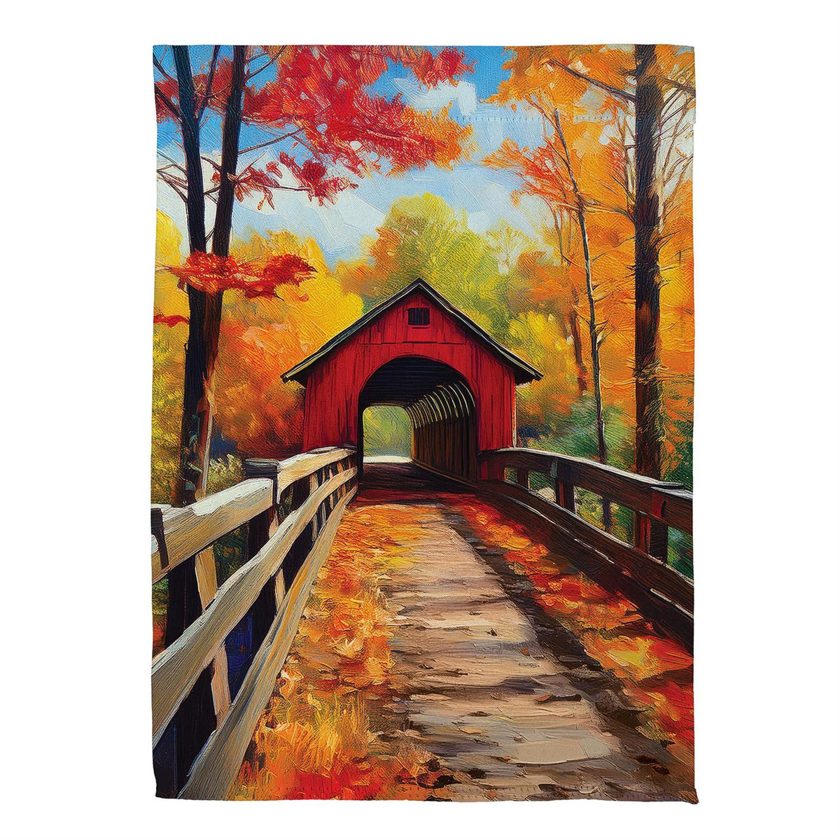 Lovely Covered Bridge Suede Flag