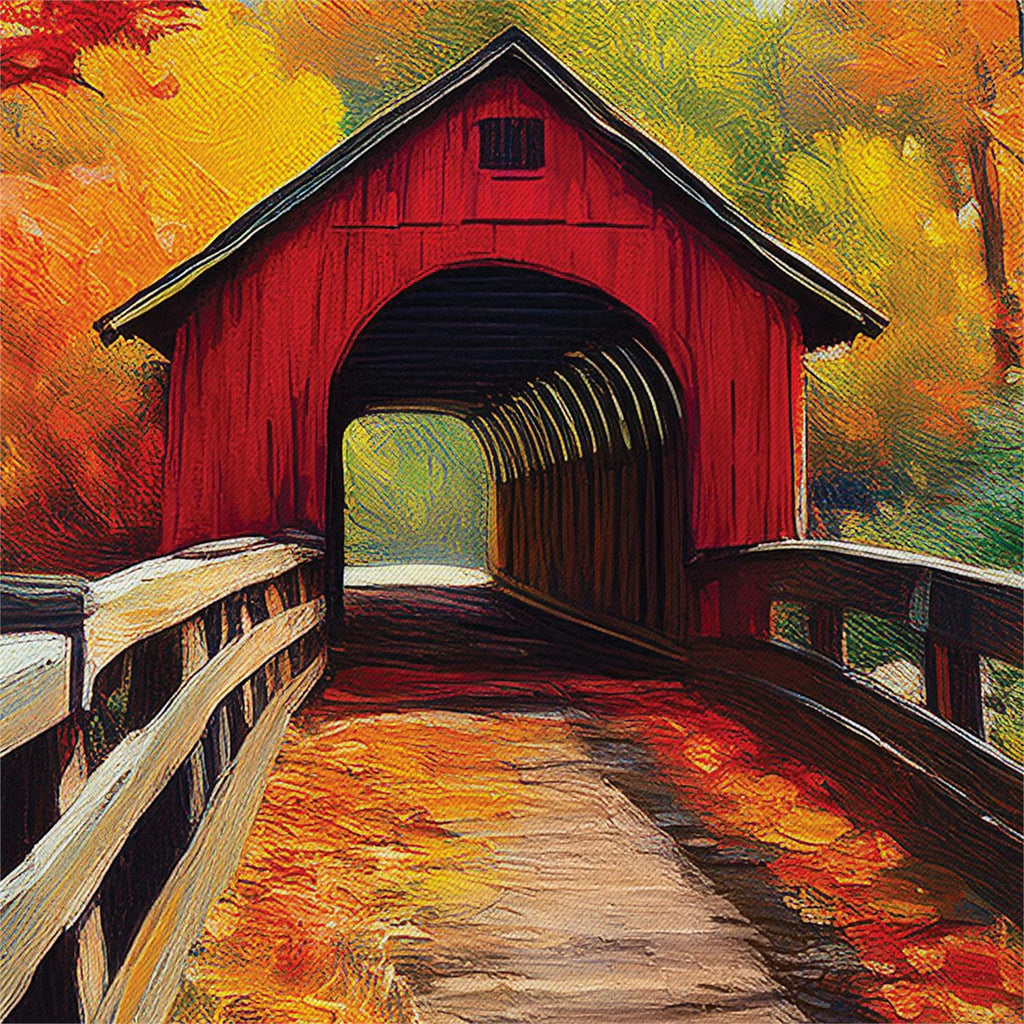 Lovely Covered Bridge Suede Flag