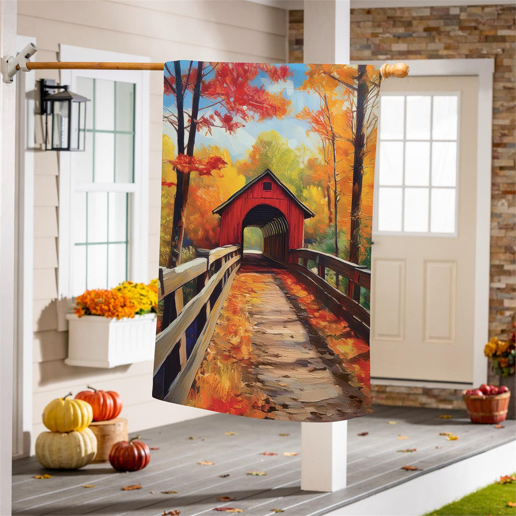 Lovely Covered Bridge Suede Flag