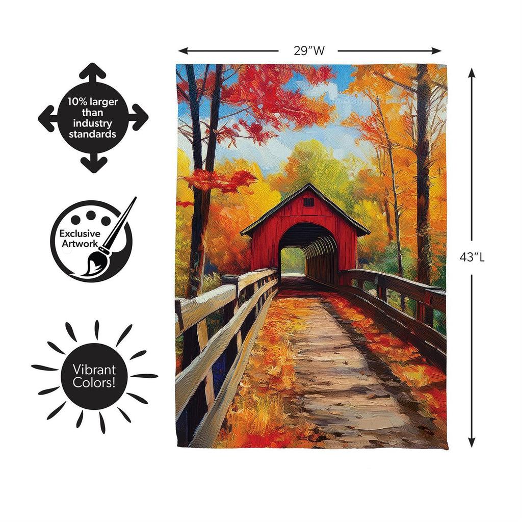 Lovely Covered Bridge Suede Flag