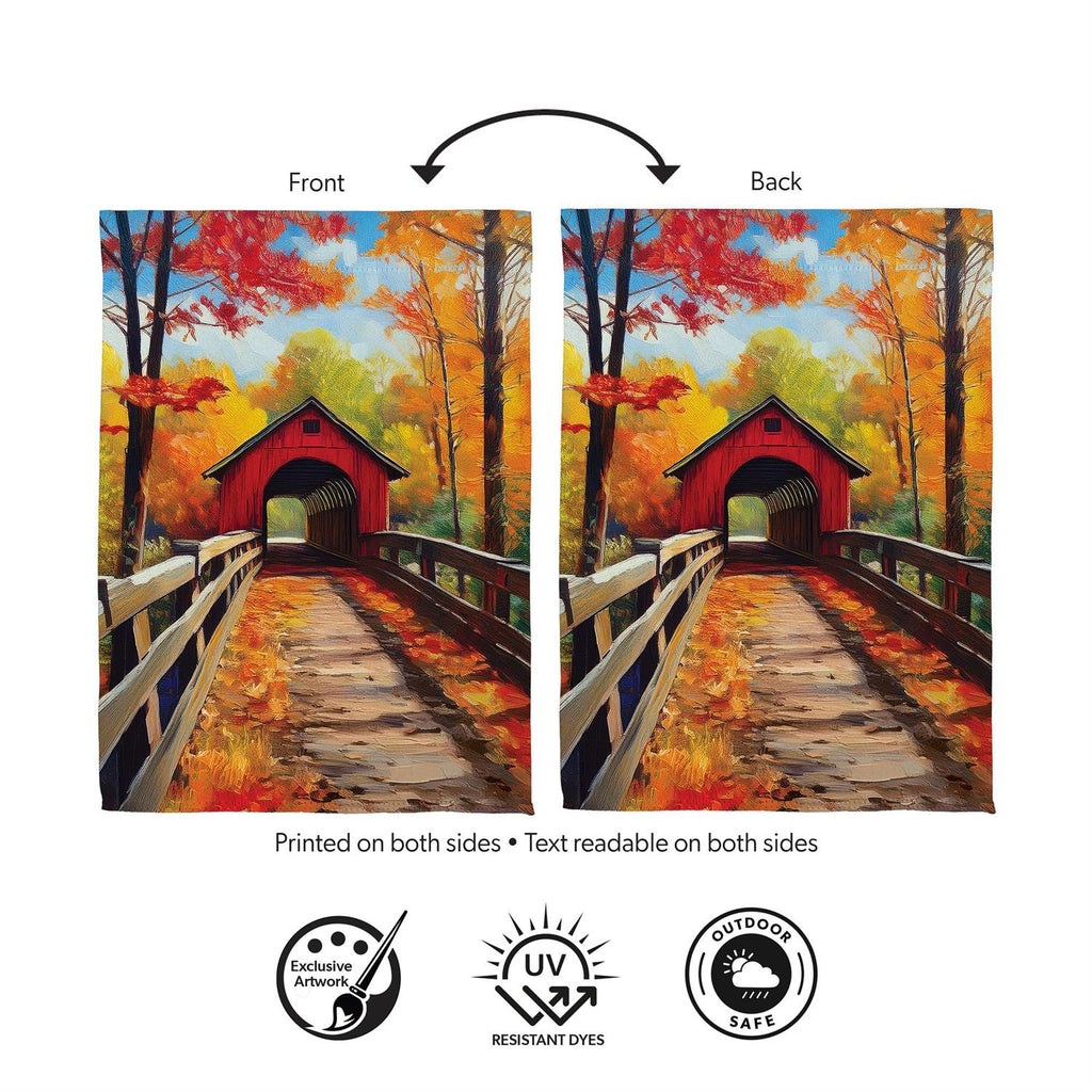 Lovely Covered Bridge Suede Flag