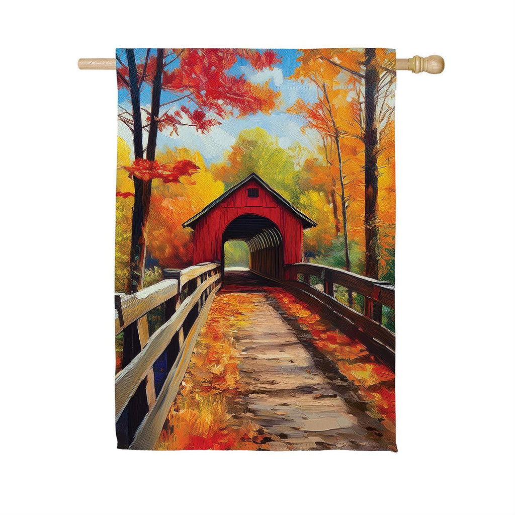 Lovely Covered Bridge Suede Flag