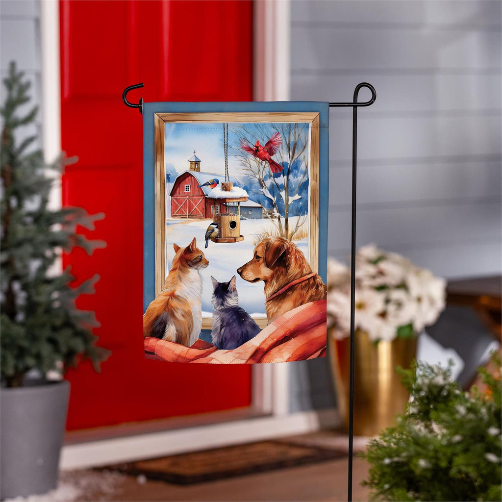 Winter Farmhouse Friends Suede Flag