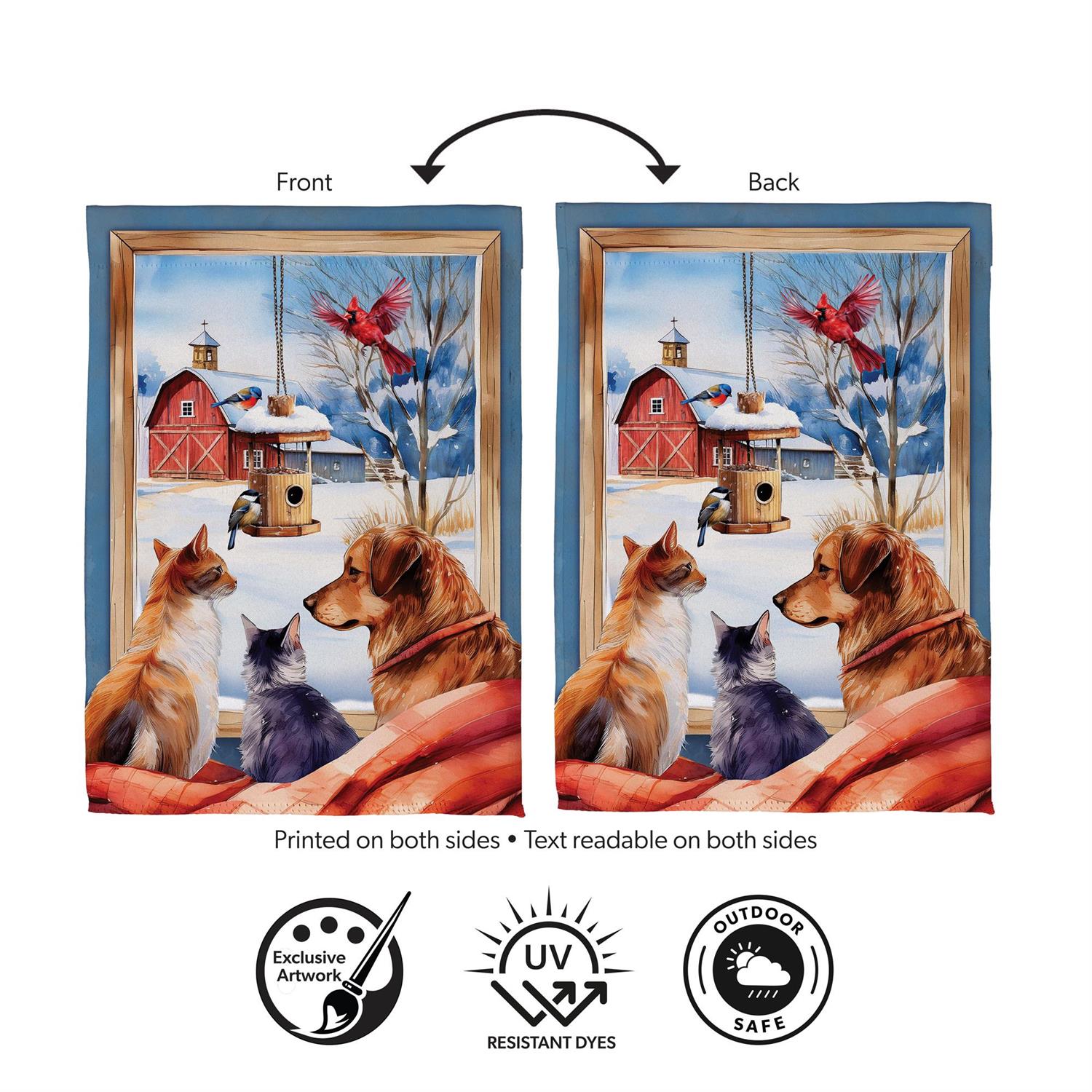 Winter Farmhouse Friends Suede Flag