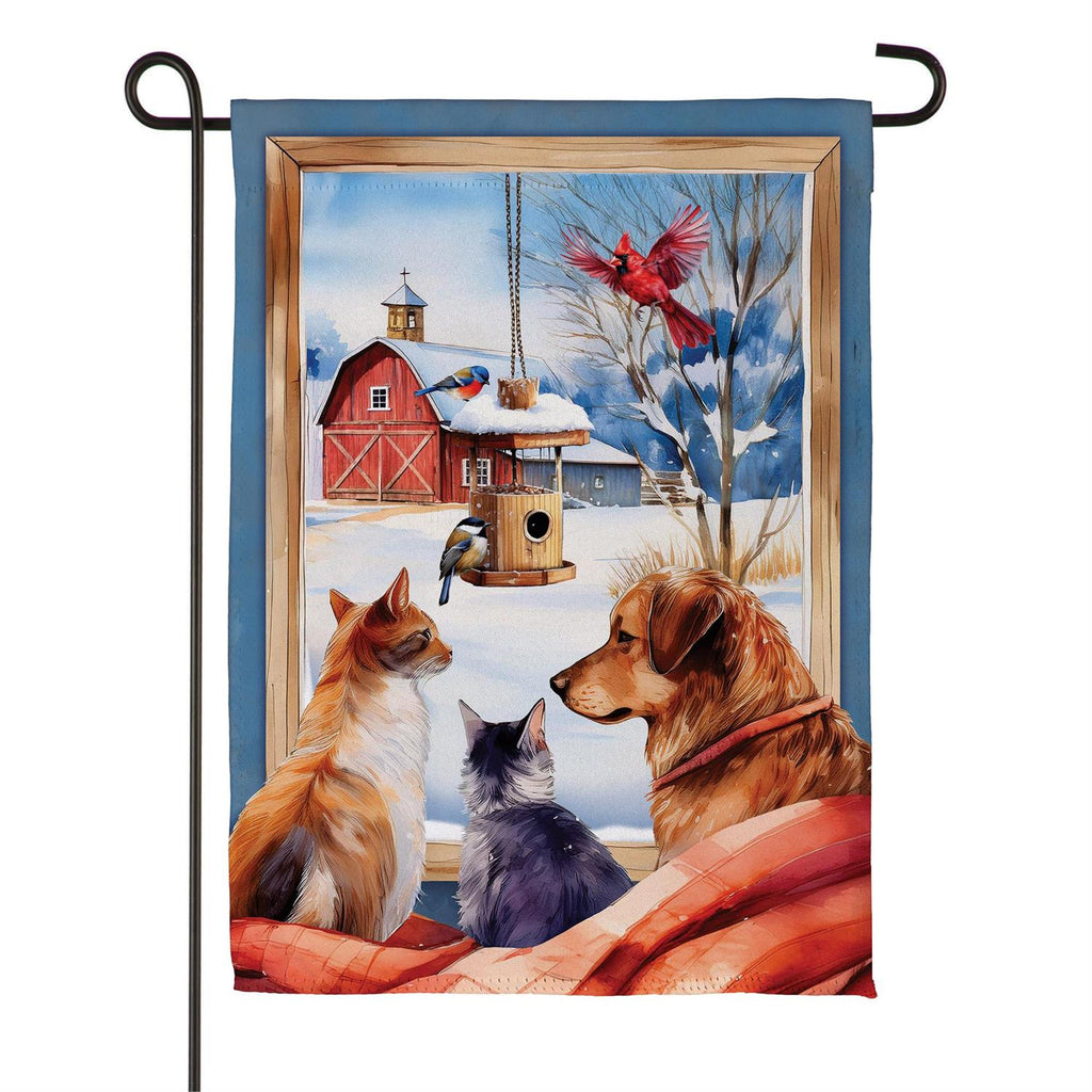 Winter Farmhouse Friends Suede Flag