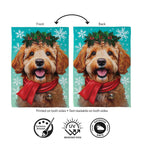 Happy Winter Goldendoodle Suede Flag