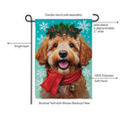Happy Winter Goldendoodle Suede Flag