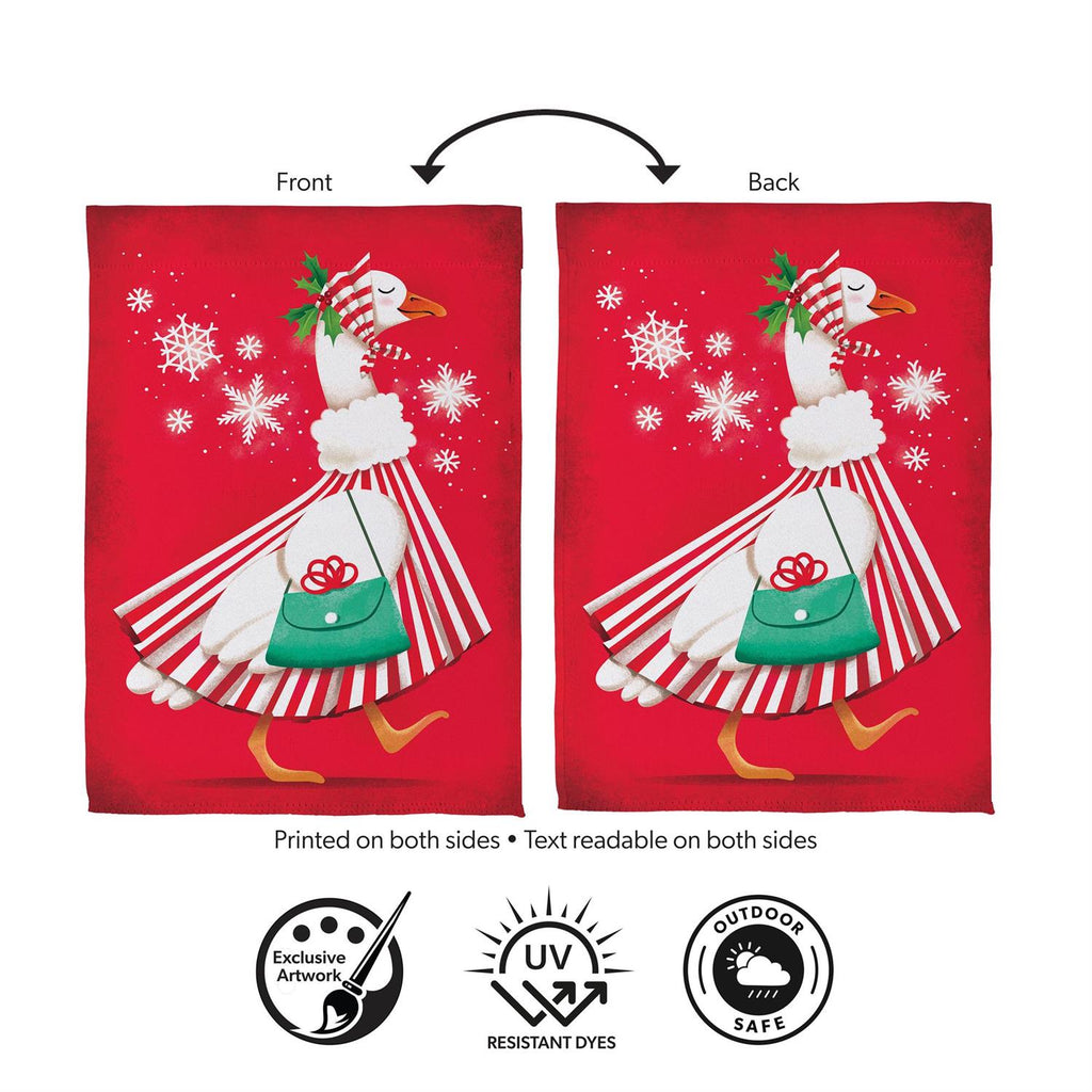 Prim Christmas Goose Suede Flag