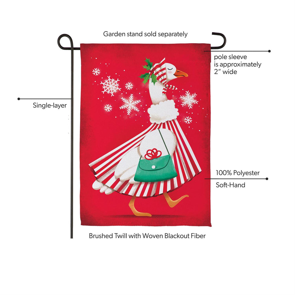 Prim Christmas Goose Suede Flag